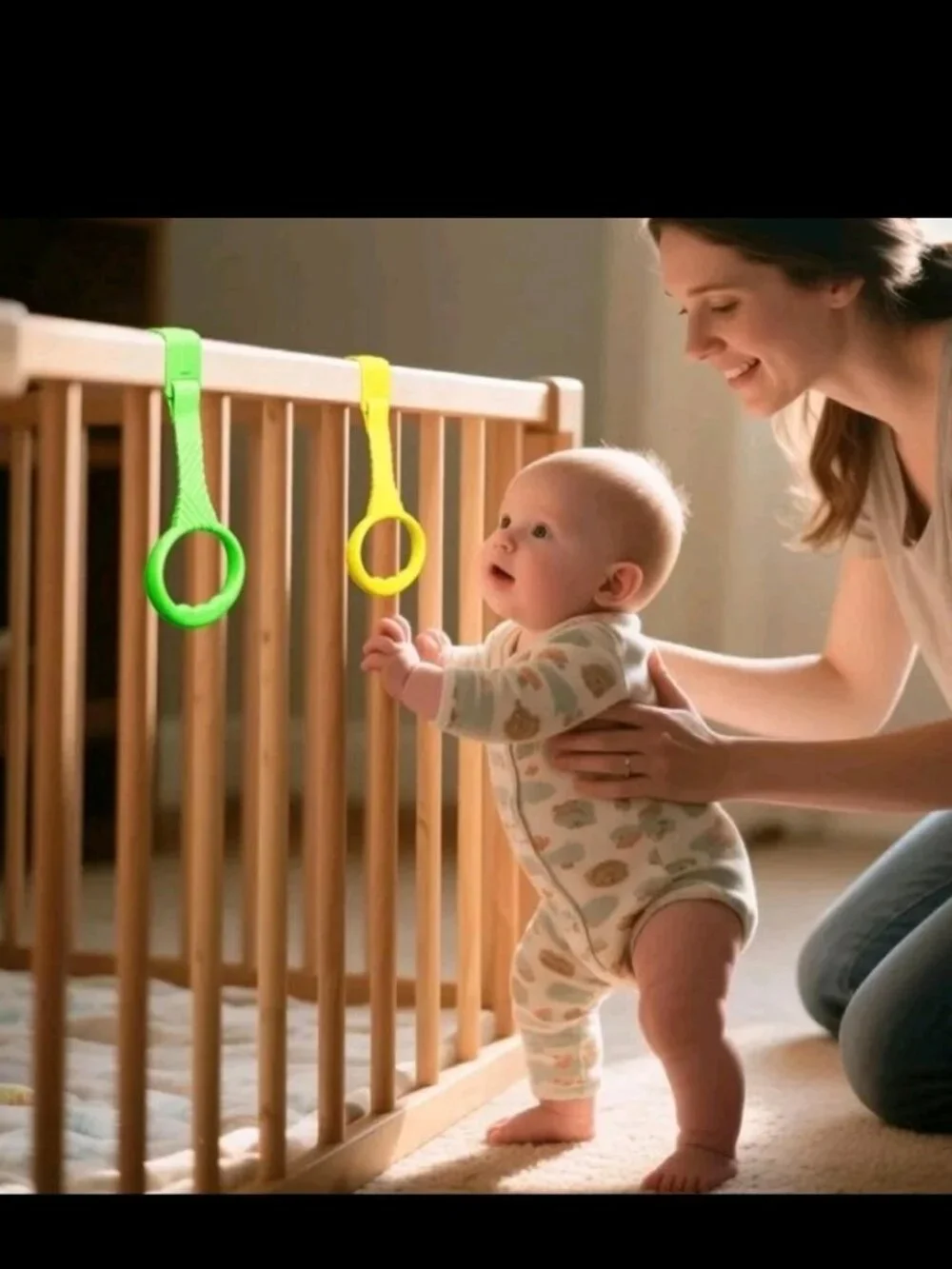 NWT 2 Baby Pull Up Rings Pull To Stand  Developmental Tools For Crib & Playpen